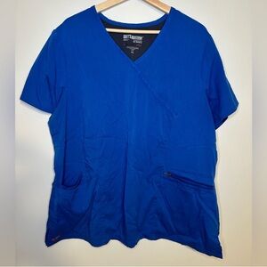 Grey's Anatomy Women's Blue V-Neck Scrub Top